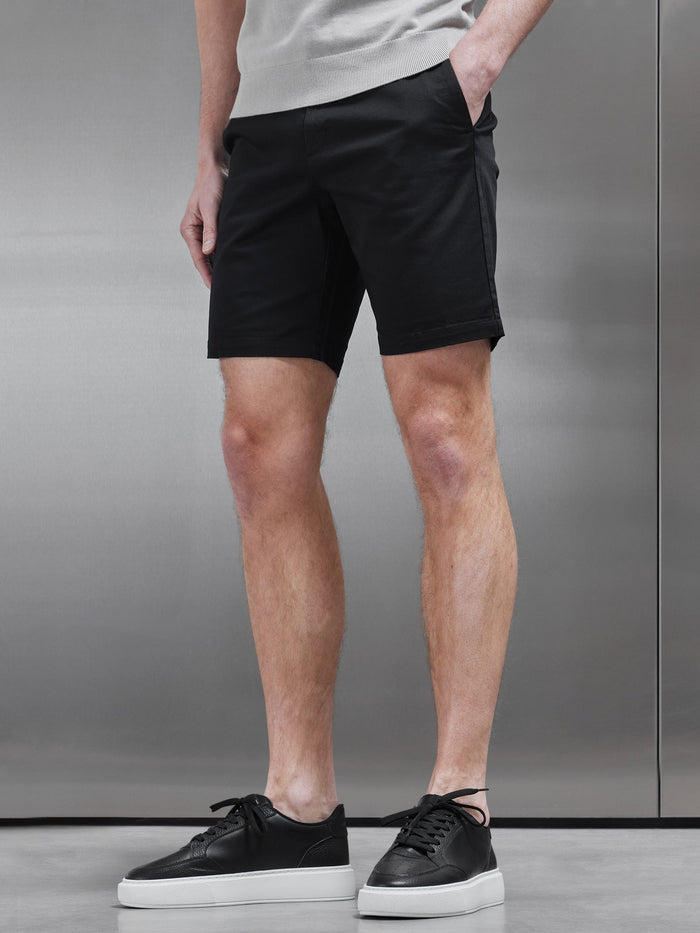 Short Length Tailored Chino Short in Black