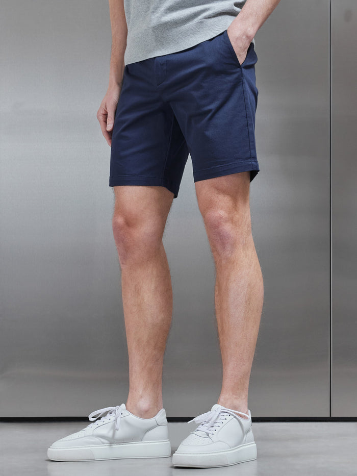 Short Length Tailored Chino Short in Navy