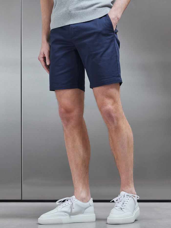 Short Length Tailored Chino Short in Navy