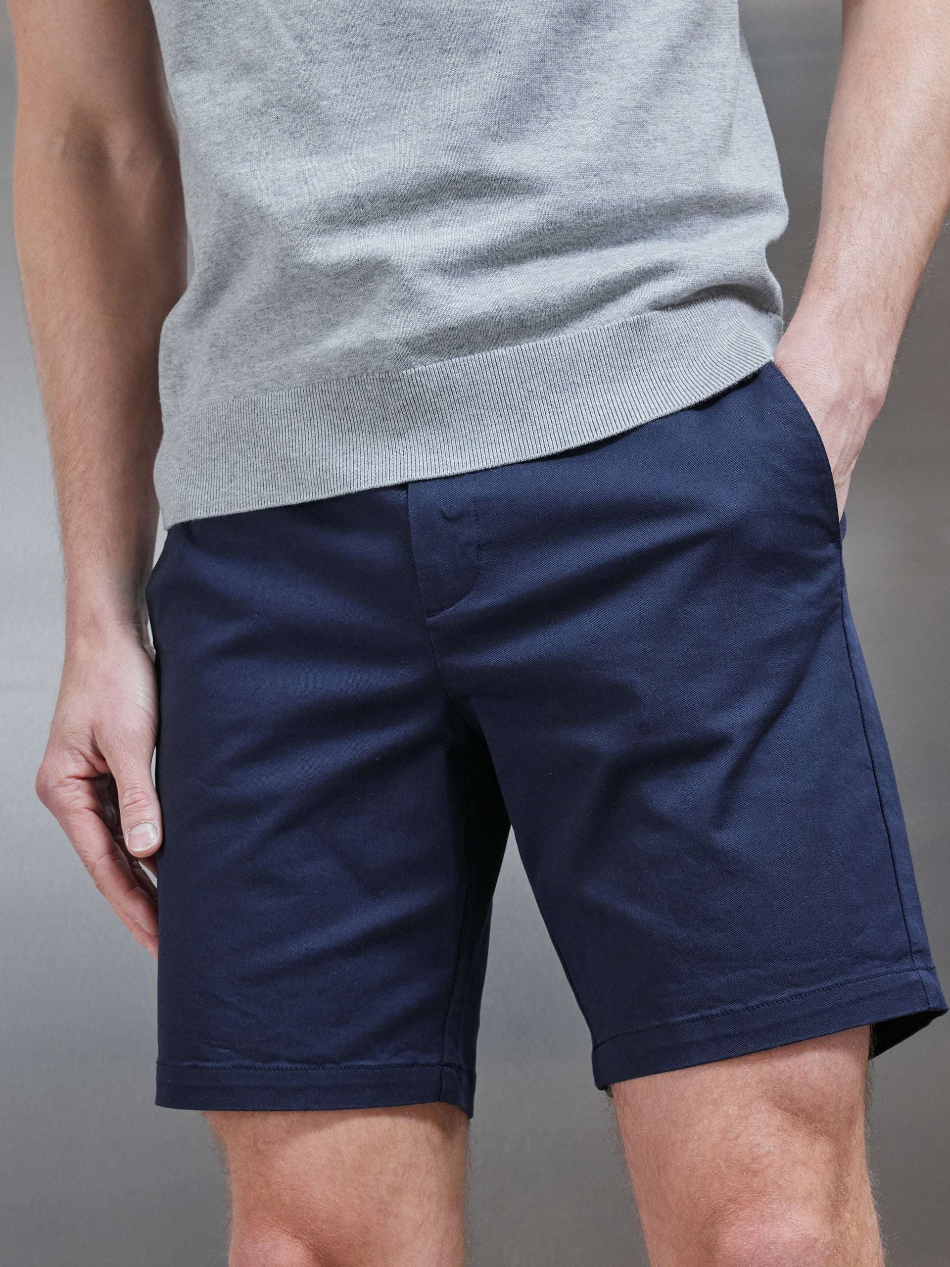 Short Length Tailored Chino Short in Navy