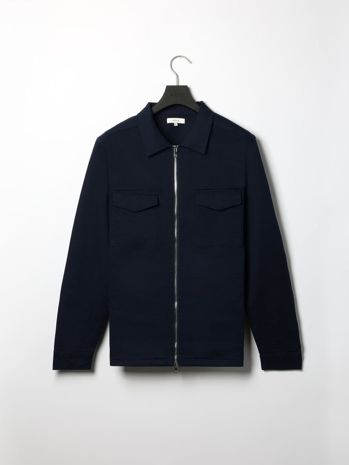 Tailored Cotton Cargo Jacket in Navy