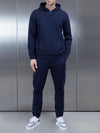 Technical Jersey Zip Through Hoodie in Navy