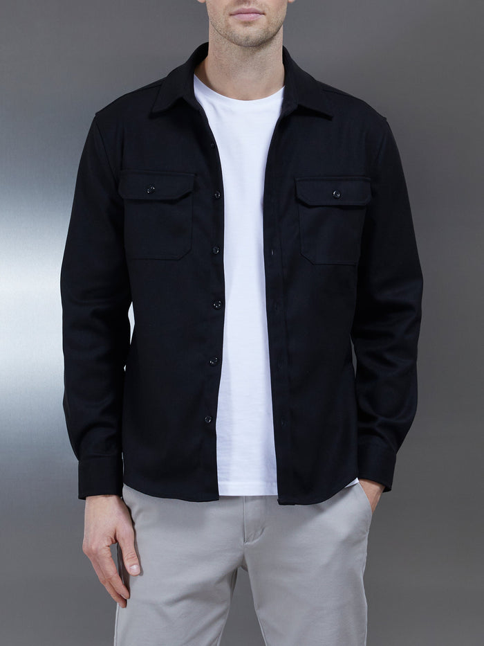 Textured Overshirt in Black