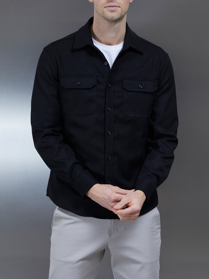 Textured Overshirt in Black