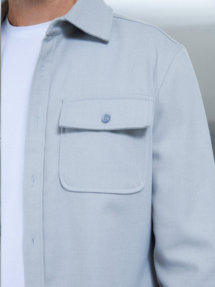 Textured Overshirt in Mid Grey