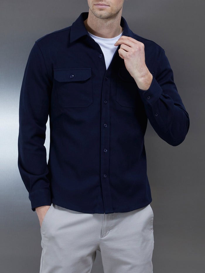 Textured Overshirt in Navy