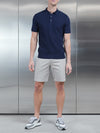 Textured Egyptian Cotton Polo Shirt in Navy