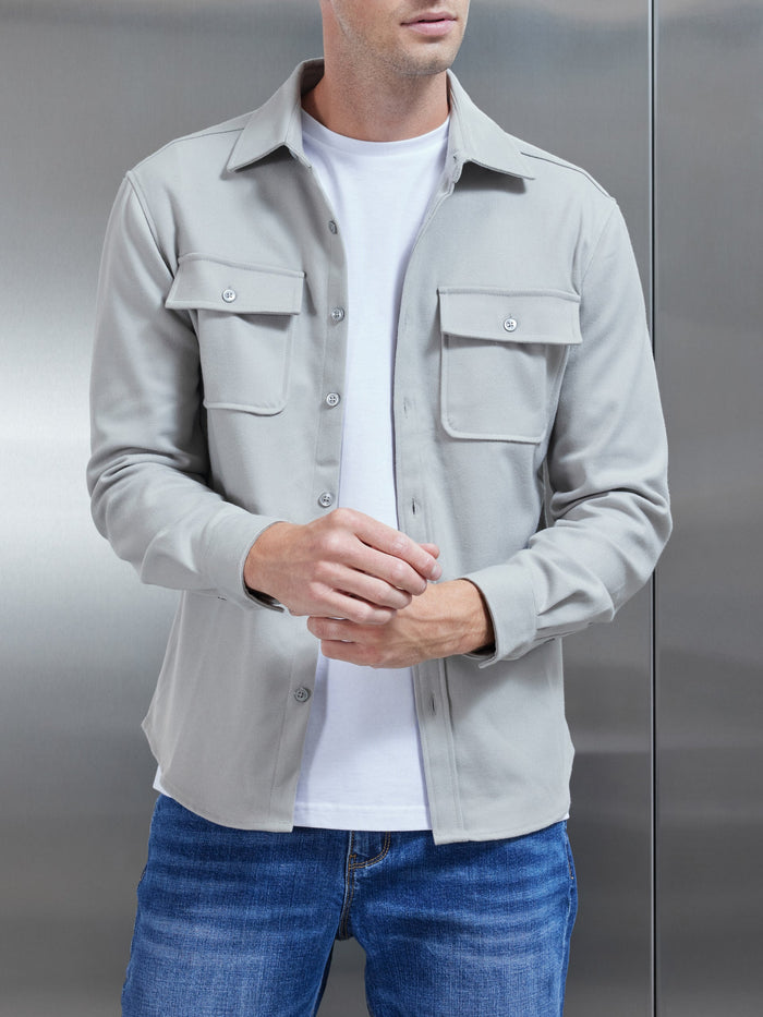 Textured Overshirt in Stone